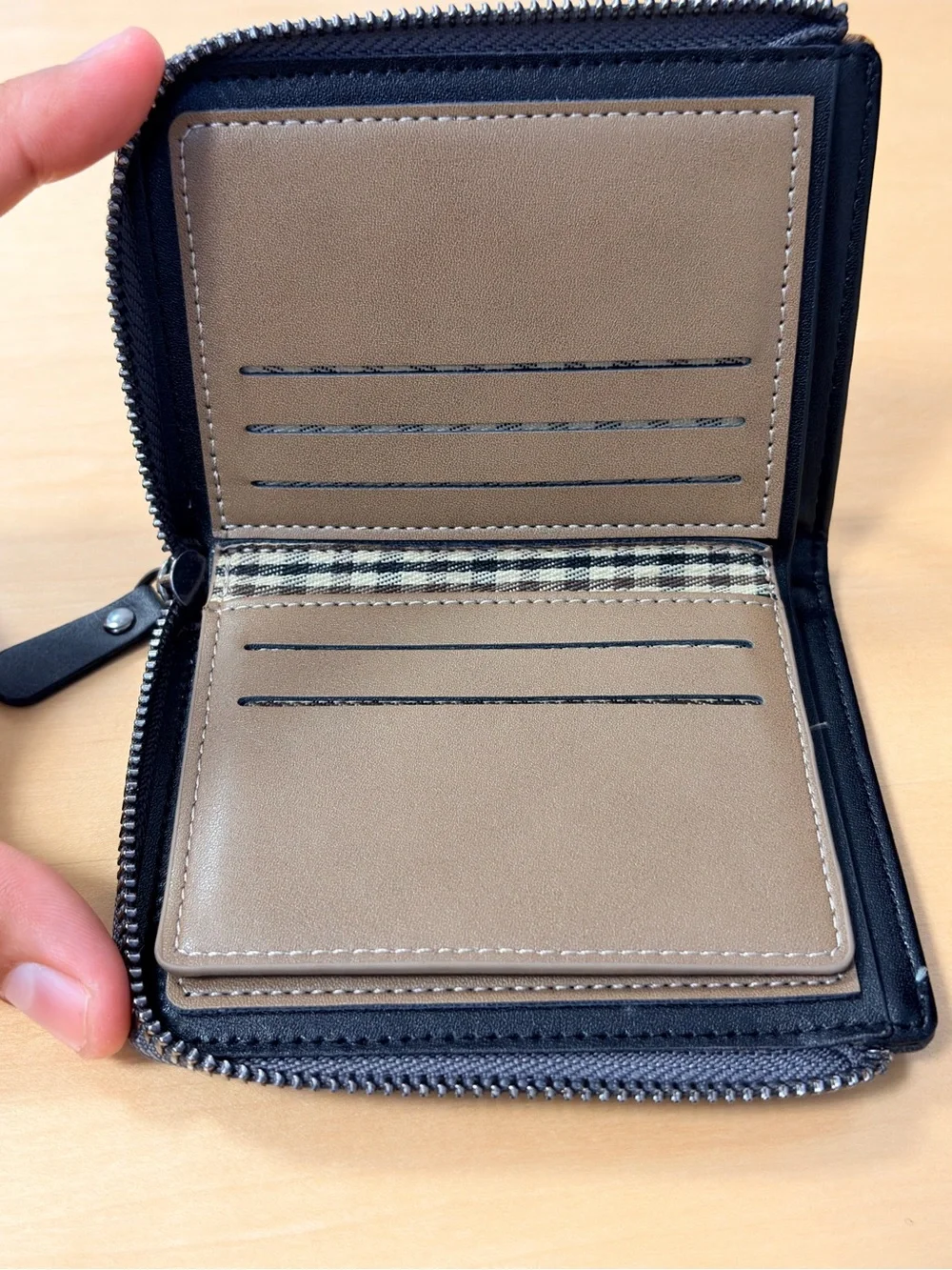 Pidengbao (USED) Two-Tone Gray & Brown Zip Card Holder Wallet